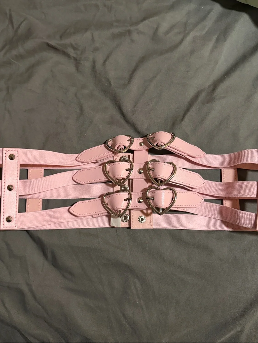 Pink Heart-Buckle Strappy Harness Belt - Women Accessories